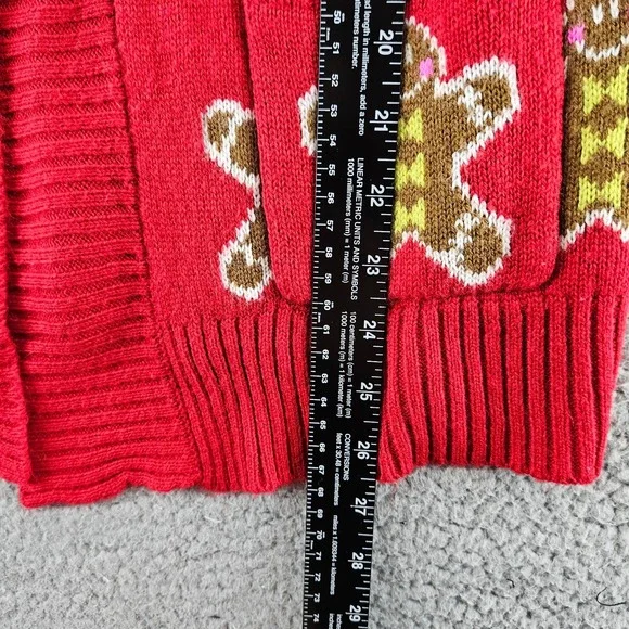 Love On a Hanger Christmas Cardigan Womens Medium Red Gingerbread Man Holiday - Picture 10 of 13